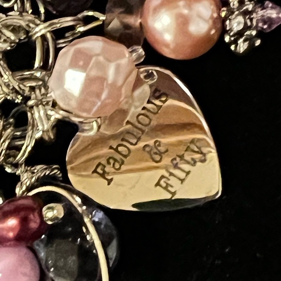 Hand made charm bracelet purple silver 50th Birthday fifty and fabulous - Picture 11 of 11